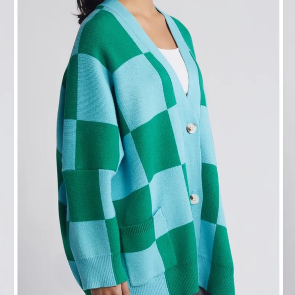 Dressed in Lala Love You Oversize Checkerboard Cardigan. Size S/M. NWT. - Picture 4 of 5